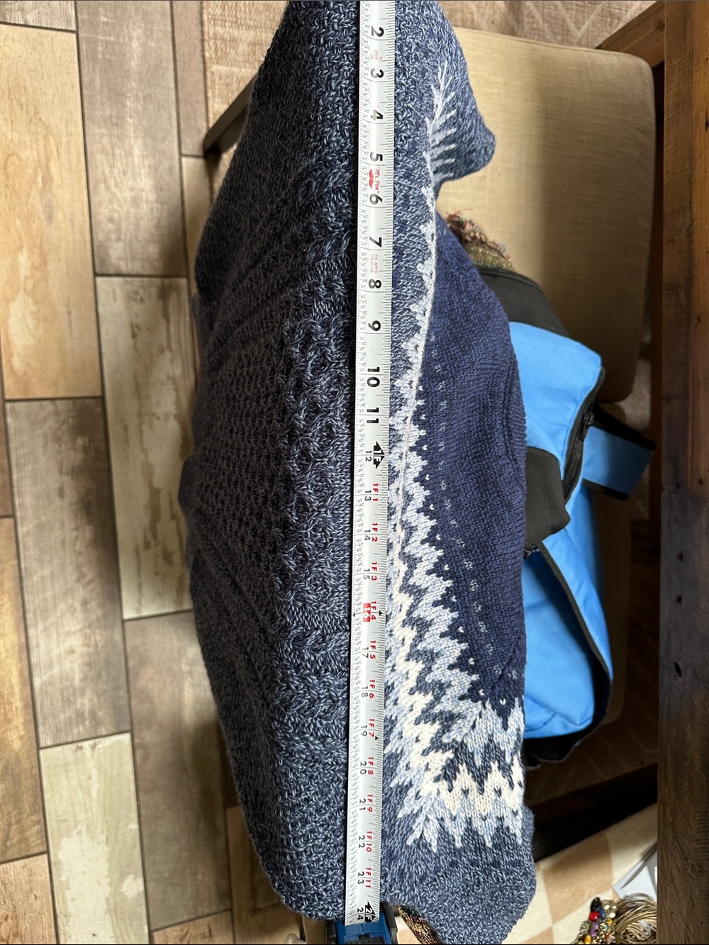 Original Aran Co. Irish Wool Sweater XL blue fair isle cable knit Madein Ireland - Picture 6 of 6